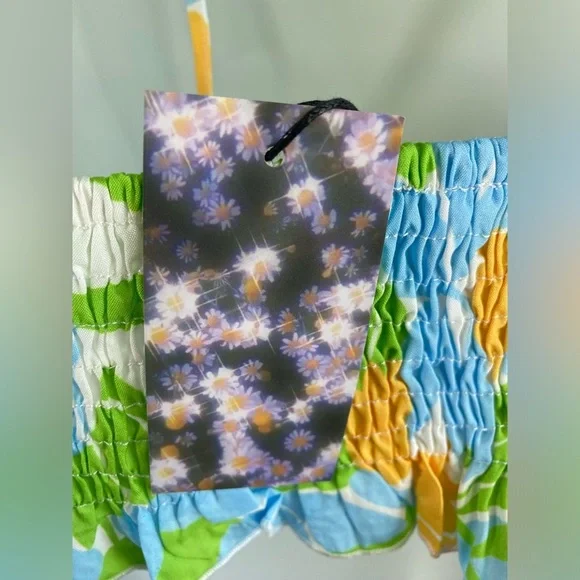 CIDER FUN FLORAL CROPPED SHIRRED HALTER TOP NWT Size XL SKU0451 - Picture 6 of 8